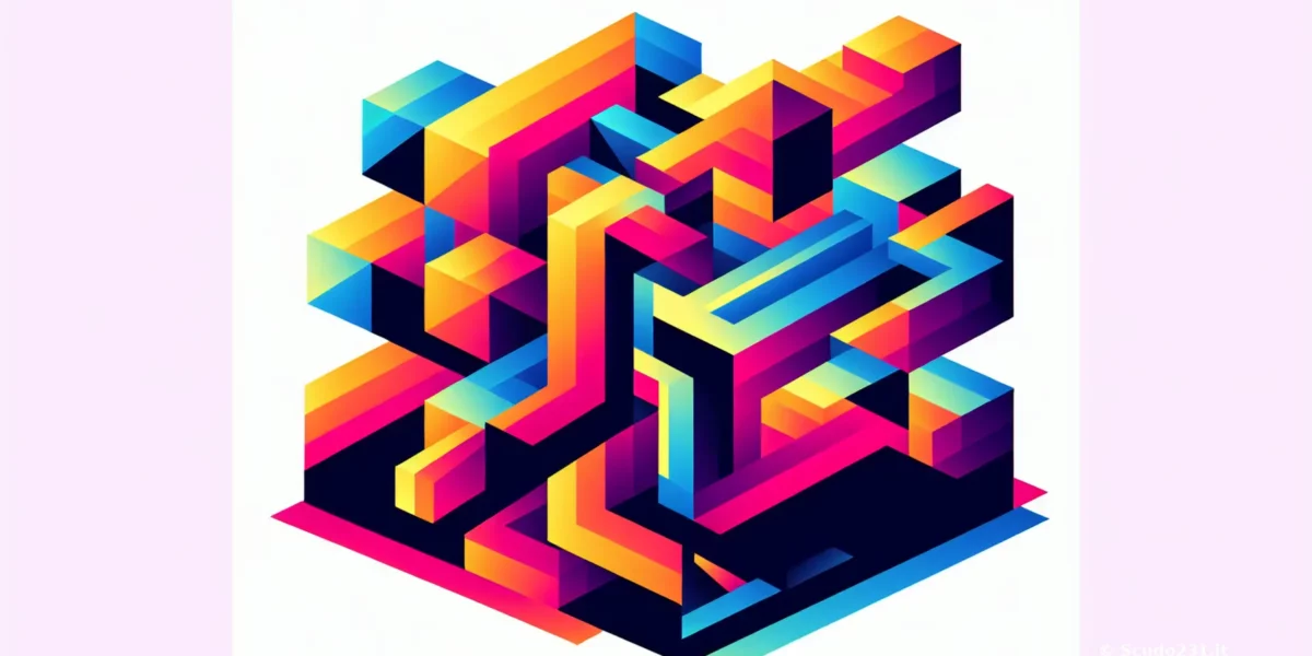 Scudo231® in grafica 3D colorata con blocchi in gradiente acceso e forme geometriche intrecciate su sfondo chiaro.