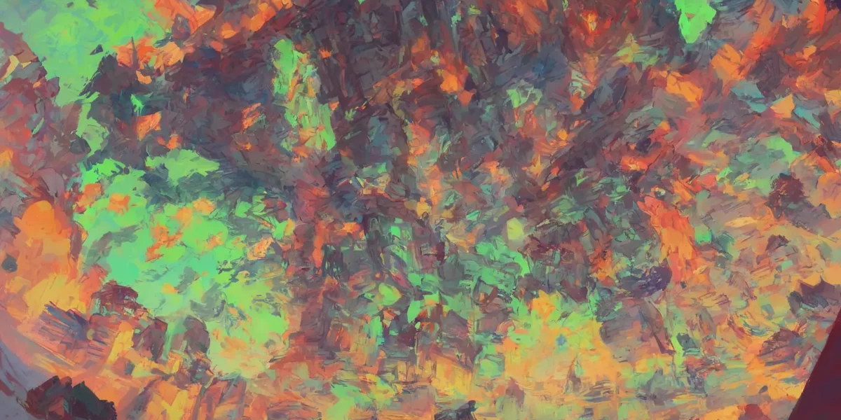 Pennellate astratte in verde, arancio e viola si intrecciano in una composizione vibrante, con il marchio Scudo231 visibile nell'angolo.