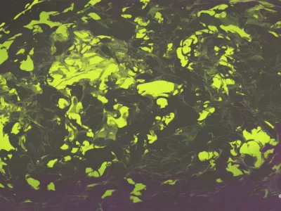 Texture astratta verde acido e viola con forme fluide e firma Scudo231® nell’angolo inferiore destro.