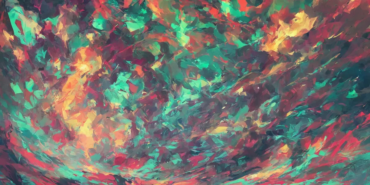 Composizione astratta con pennellate vivaci in turchese, rosso, arancio e verde e scritta Scudo231® in basso a destra.