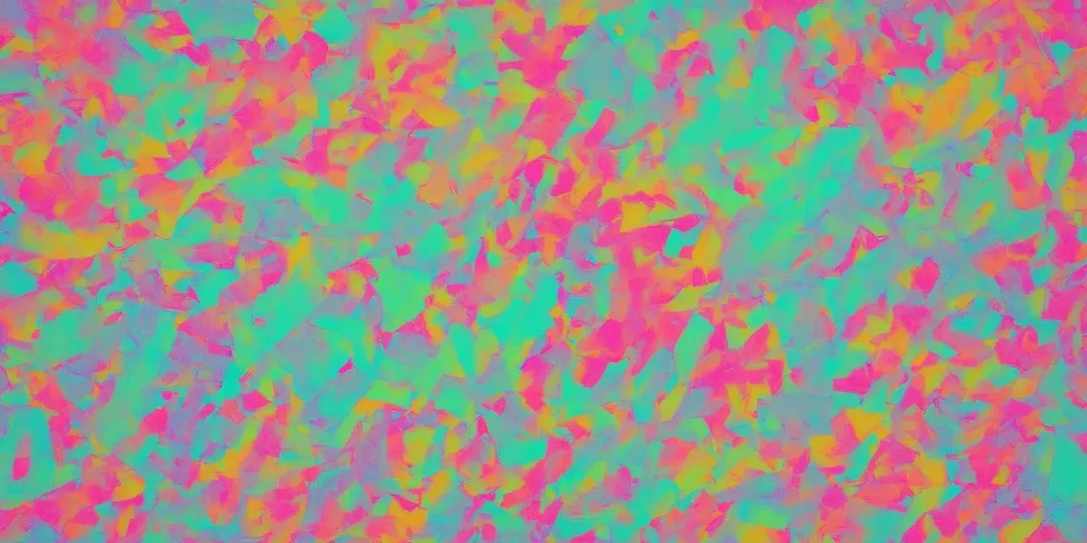 Sfondo astratto con forme colorate sovrapposte nei toni del turchese, rosa, arancio e giallo, firmato Scudo231®.