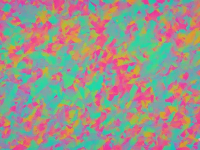 Sfondo astratto con forme colorate sovrapposte nei toni del turchese, rosa, arancio e giallo, firmato Scudo231®.