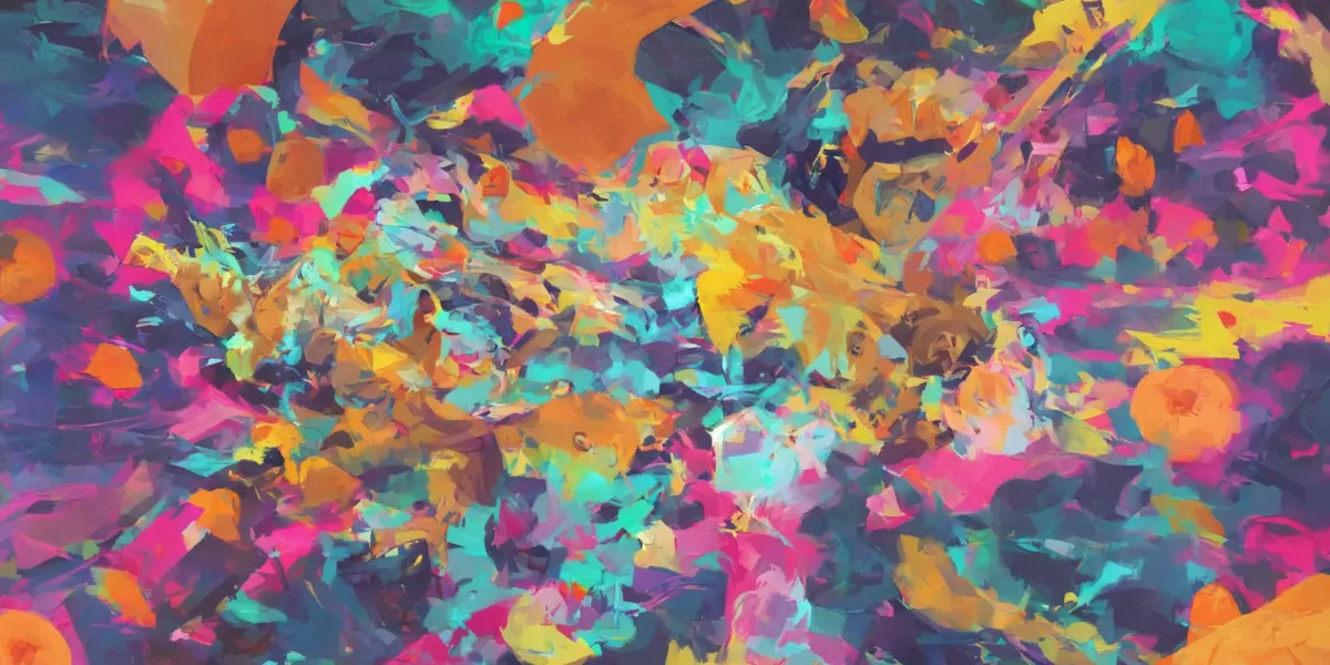 Composizione astratta e colorata con pennellate dinamiche, forme sovrapposte e il marchio Scudo231® visibile nell’angolo.